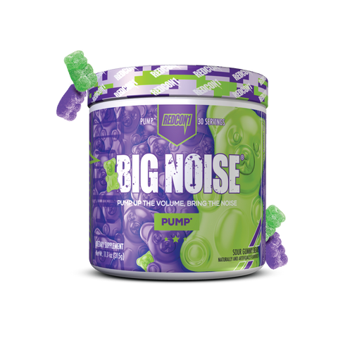 REDCON1's pump powder supplement Big Noise in sour gummy bear flavor