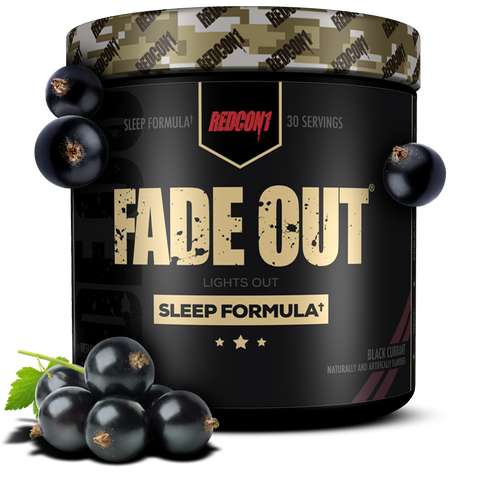 REDCON1's sleep supplement powder Fade Out in black cherry flavor