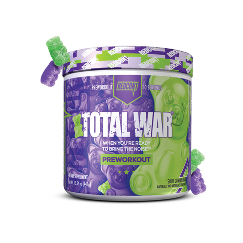 REDCON1's preworkout powder Total War in sour gummy bear flavor